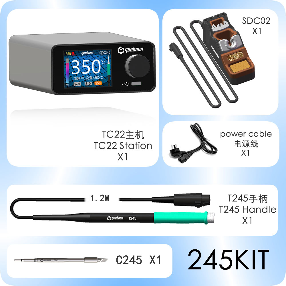Electronics Repair Kit With Soldering Iron - Zestaw stacji lutowniczej GEEBOON TC22 240W
