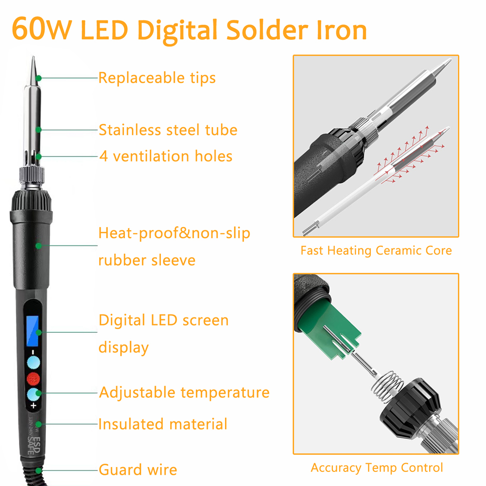 Wkładka grzewcza Nakrętka Końc – Electronics Repair Kit With Soldering Iron recenzja i cena